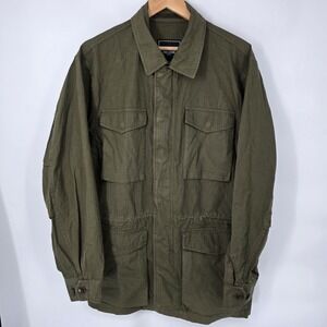 Todd Snyder Ripstop Field Military Jacket Mens L Olive Green Cargo Pocket Coat